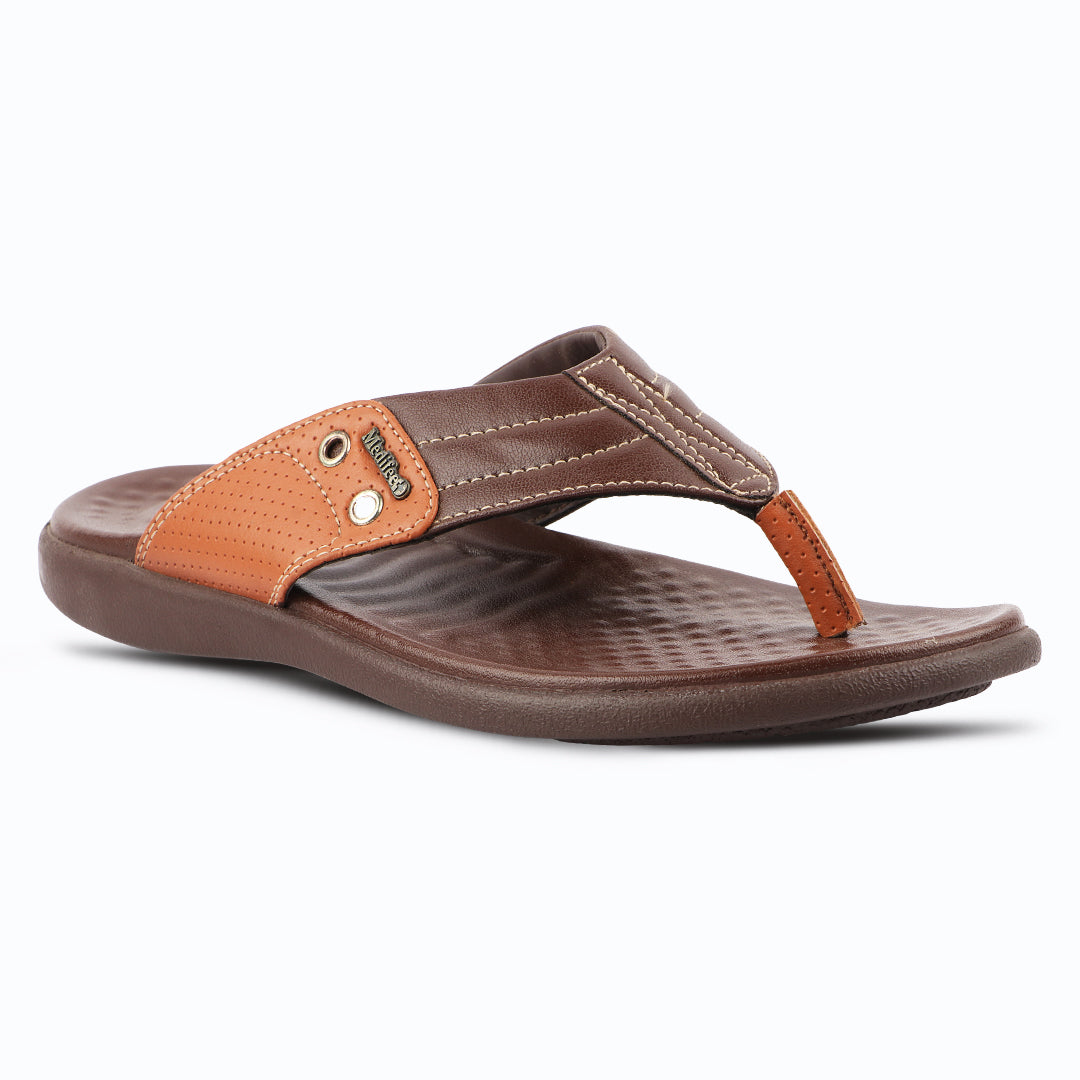 Medifeet Men's Comfort Arch Support Flip-Flops | Dual-Tone Anti-Skid Slippers for All-Day Wear