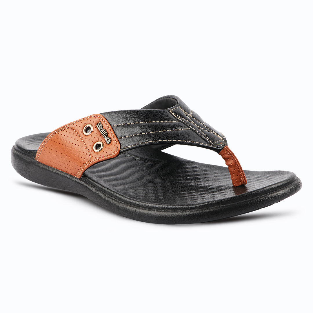 Medifeet Men's Comfort Arch Support Flip-Flops | Dual-Tone Anti-Skid Slippers for All-Day Wear