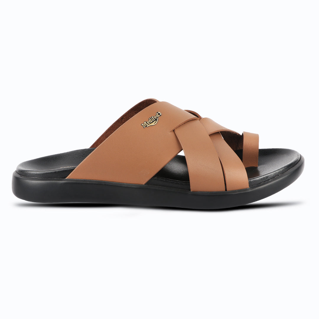 Medifeet Leather Slippers for Men (Classic) (Extra Comfortable with Ar