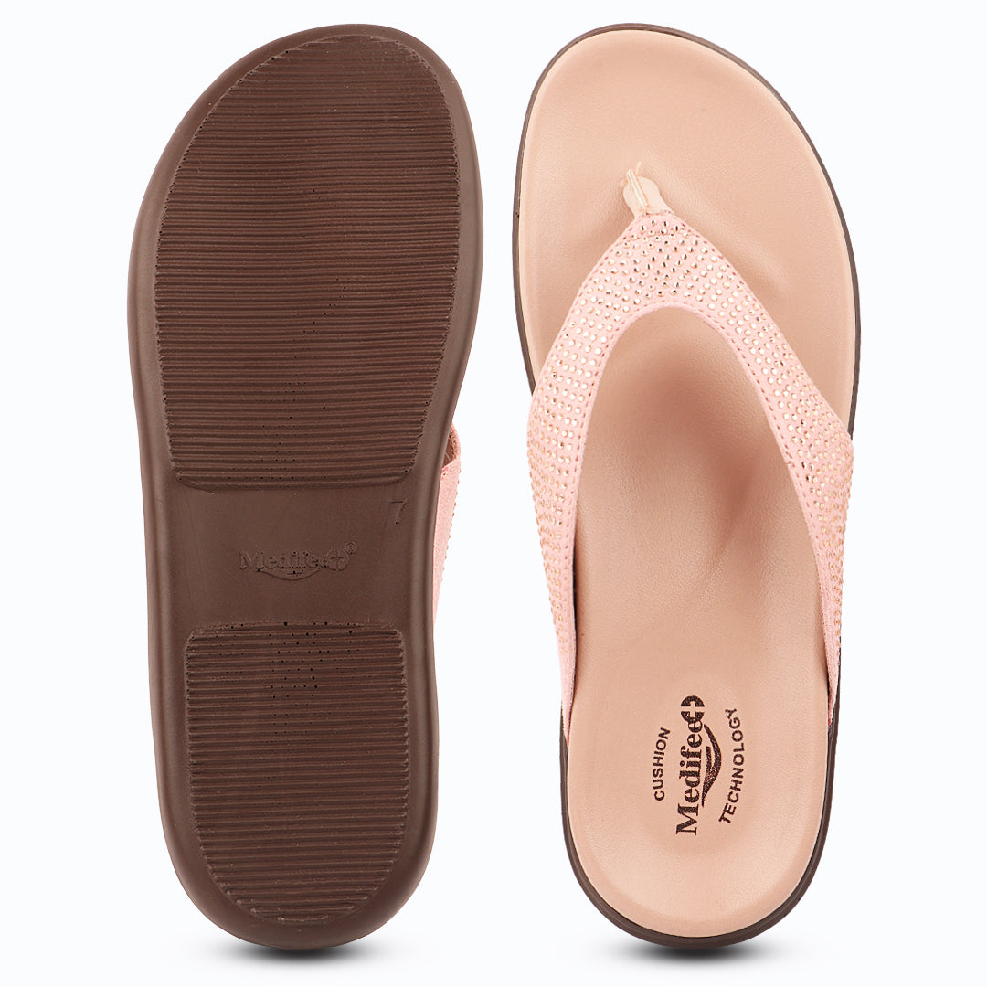 Medifeet Premium V Strap Slippers for Women
(Comfortable Leather Slippers)