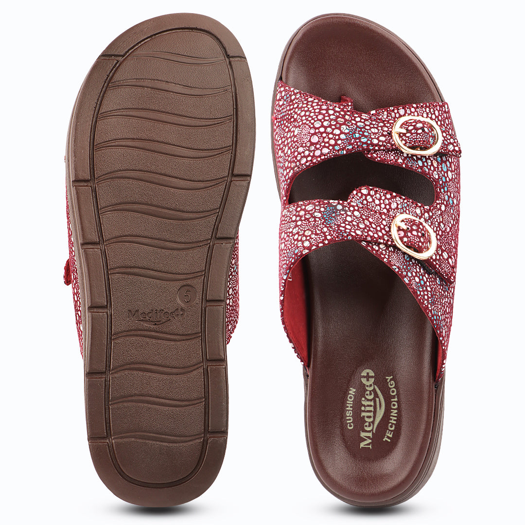 Medifeet Women's Orthopedic Sandals with Cushioned Footbed | Anti-Skid Sole | Arch Support | Adjustable Straps | Comfort Walking Slippers