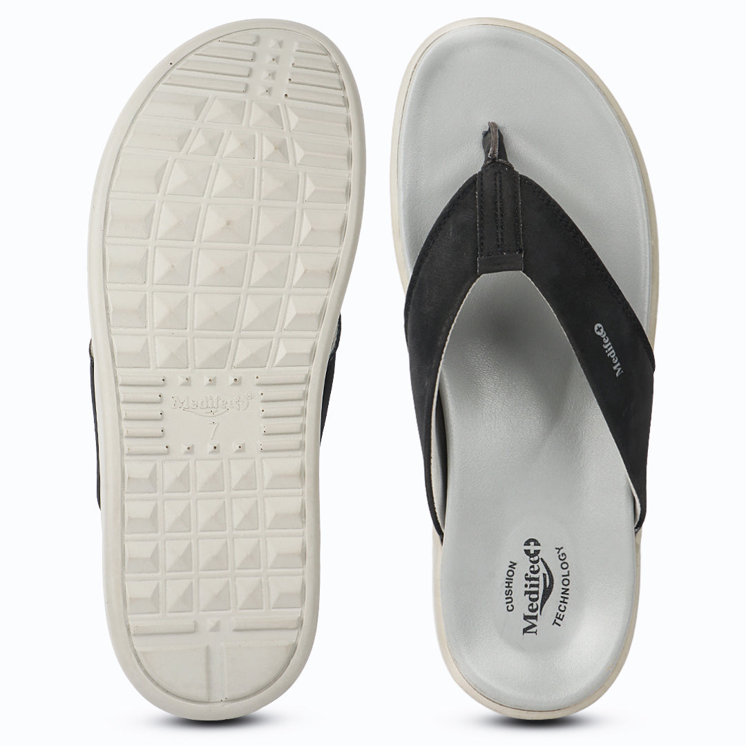 Medifeet Men's Leather Thong Slippers