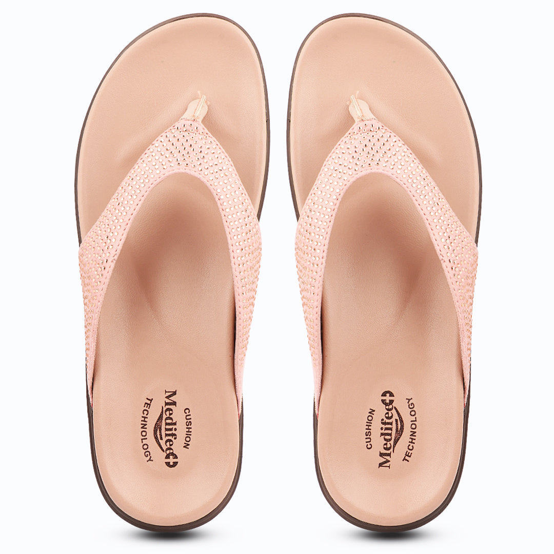 Medifeet Premium V Strap Slippers for Women
(Comfortable Leather Slippers)