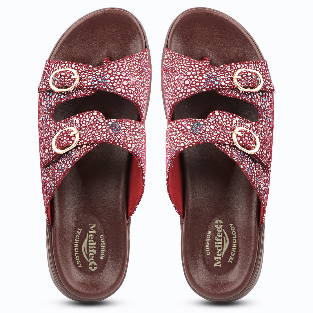 Medifeet Women's Orthopedic Sandals with Cushioned Footbed | Anti-Skid Sole | Arch Support | Adjustable Straps | Comfort Walking Slippers