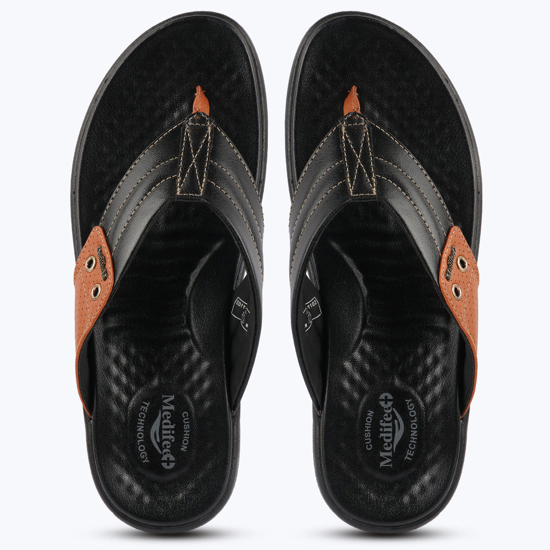 Medifeet Men's Comfort Arch Support Flip-Flops | Dual-Tone Anti-Skid Slippers for All-Day Wear