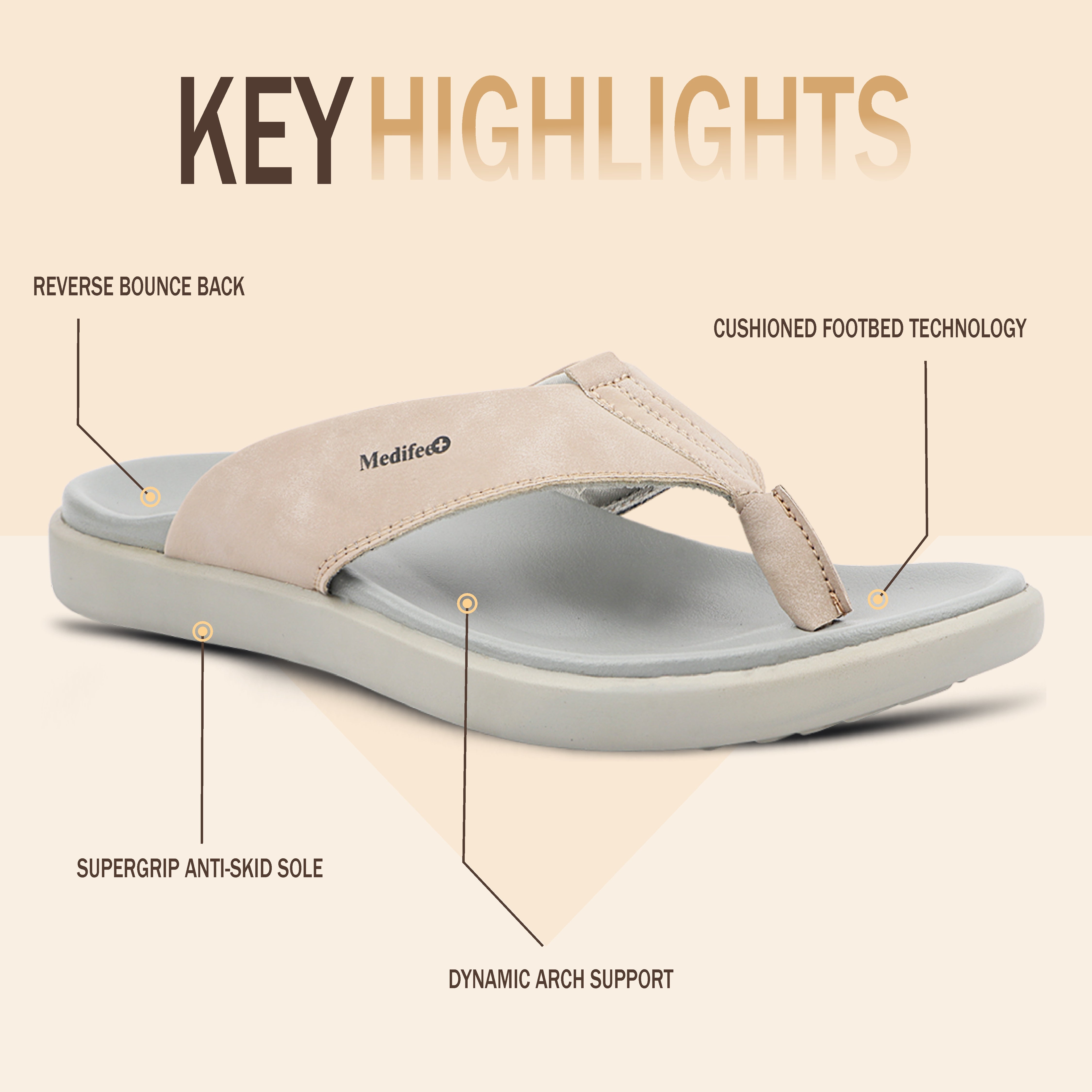 Medifeet Men's Leather Thong Slippers