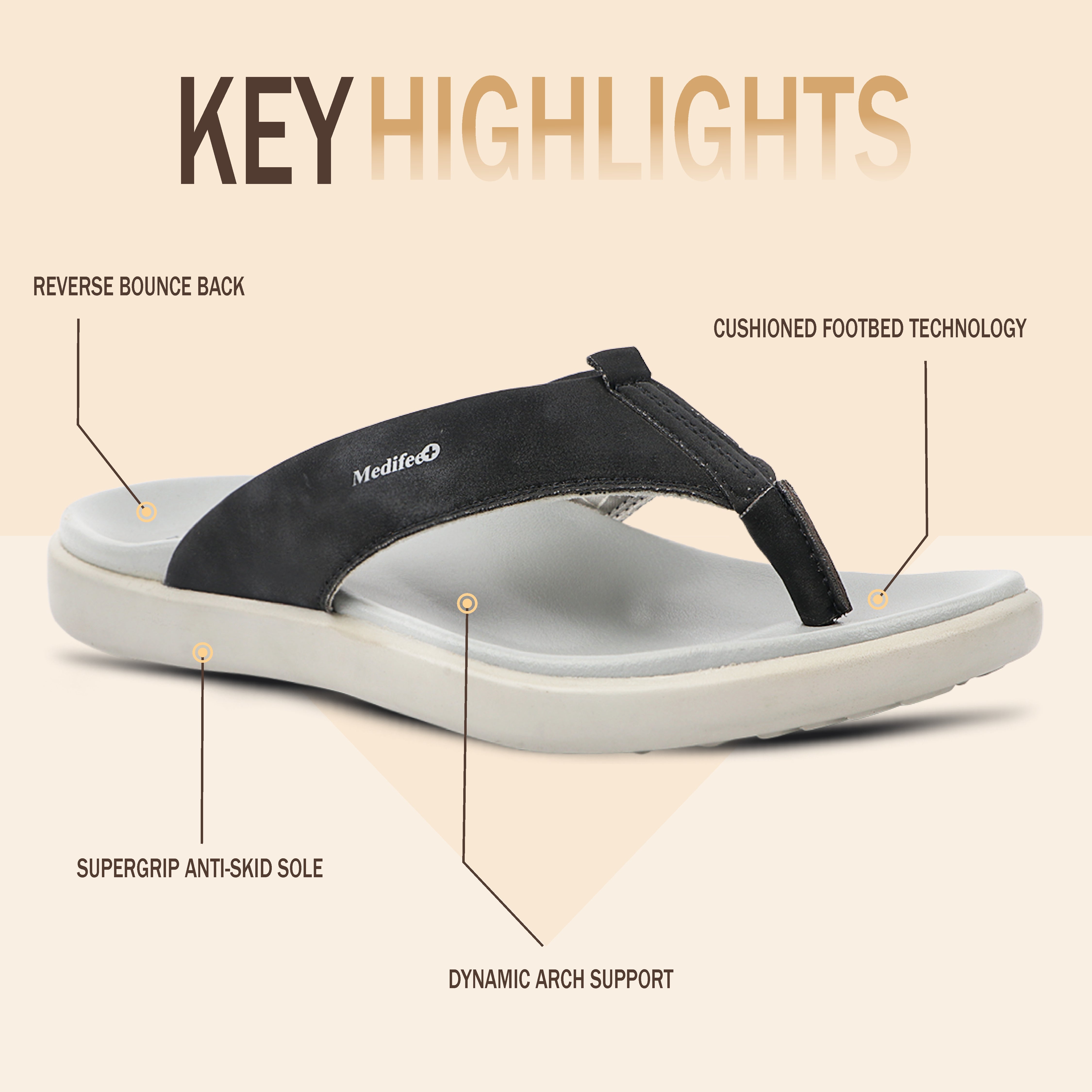 Medifeet Men's Leather Thong Slippers