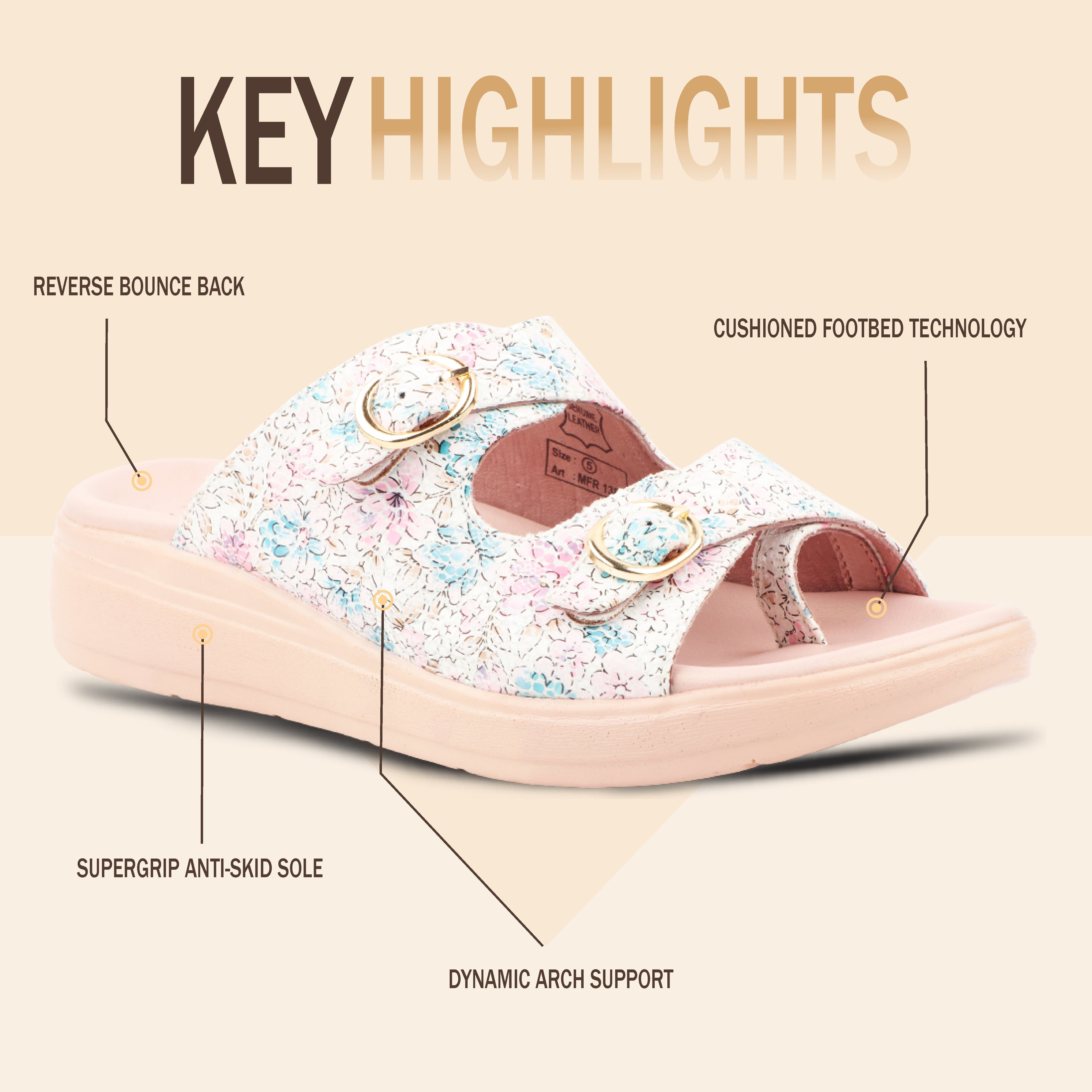 Medifeet Women's Orthopedic Sandals with Cushioned Footbed | Anti-Skid Sole | Arch Support | Adjustable Straps | Comfort Walking Slippers