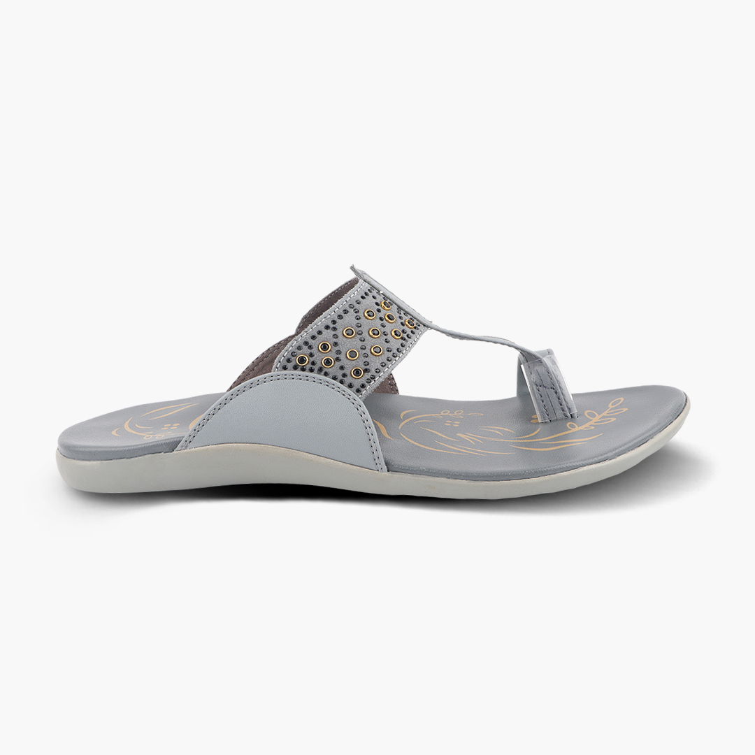 Medifeet Kolhapuri Style Comfortable Leather Slippers for Women