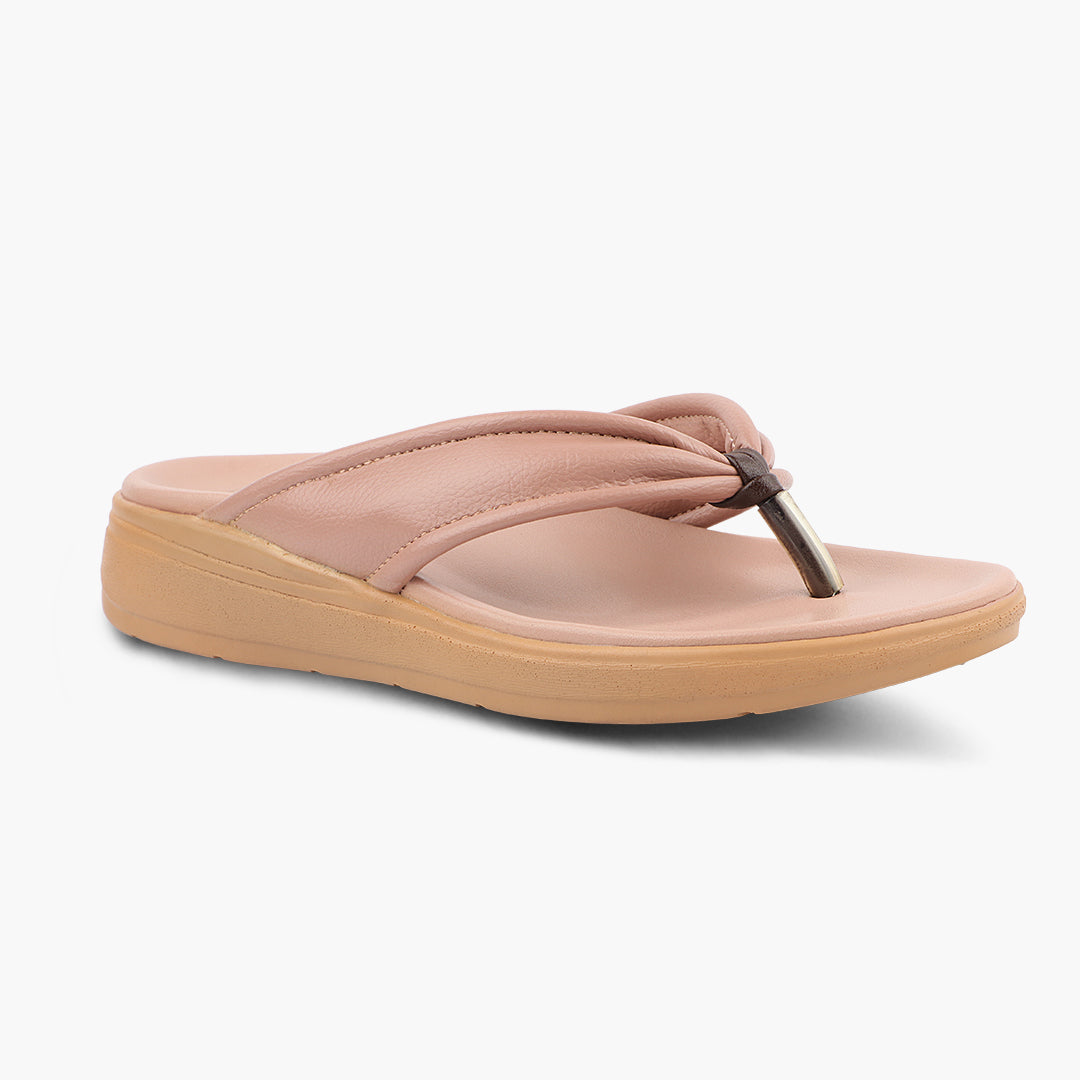 Modern V Strap Style Comfy Leather Slippers for Women