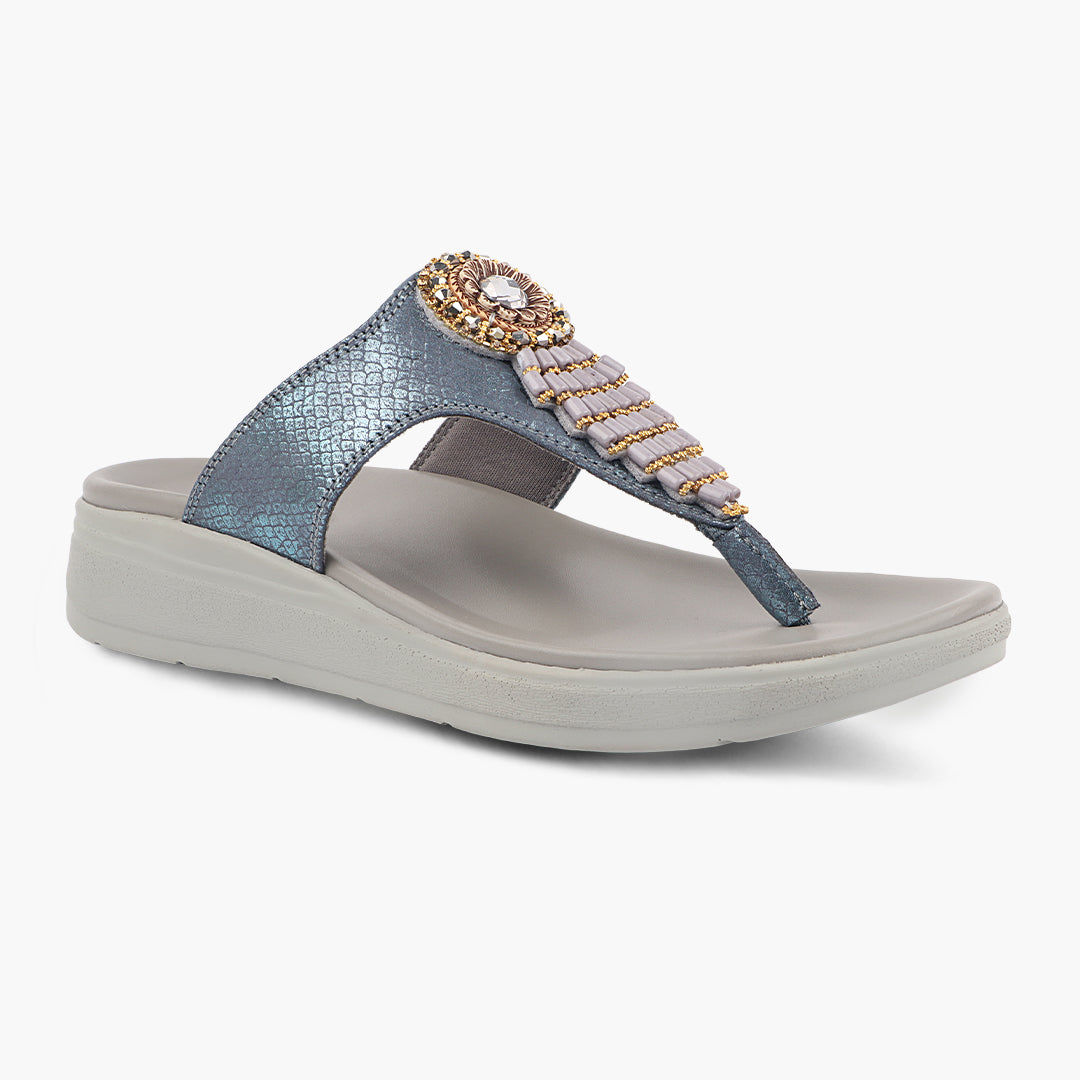 Medifeet Embellished Stylish and Comfy Slippers for Women ( Midsole & Arch Support )