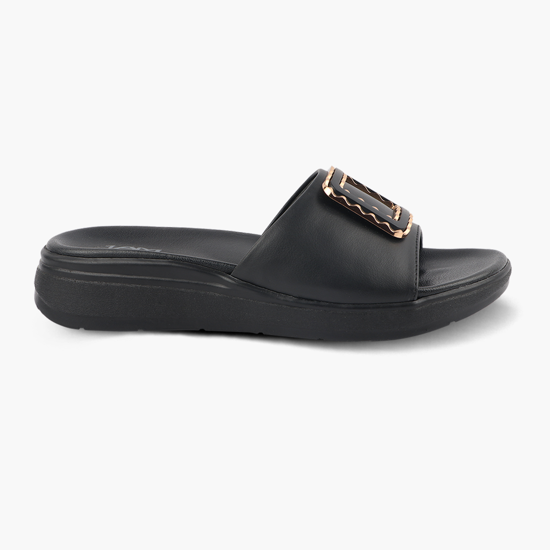 Classic Leather Slippers for Women with Cushioned Footbed