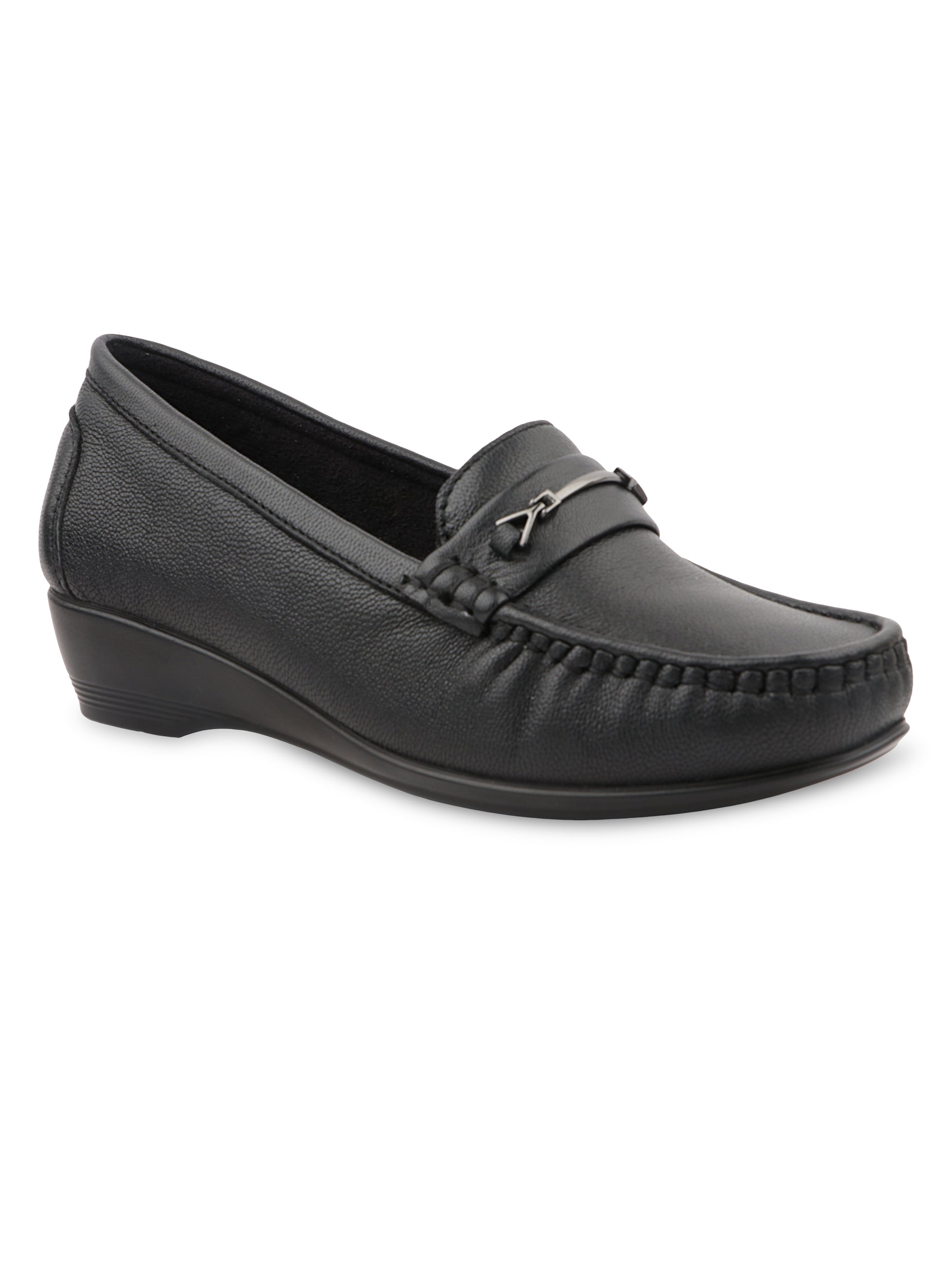 Medifeet Women’s Orthopedic Comfort Loafers – Slip-On Wedge Shoes with Arch Support, Cushioned Footbed & Metallic Horsebit Detail