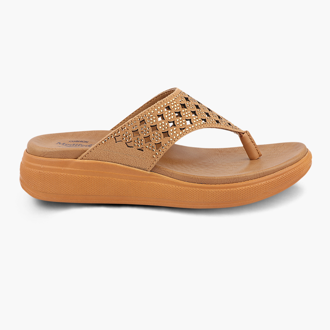 Broad V- Strap Women Vegan Leather Slippers