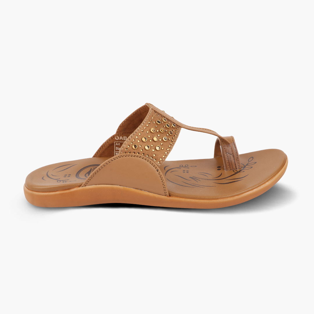 Kolhapuri Style Comfortable Leather Slippers for Women