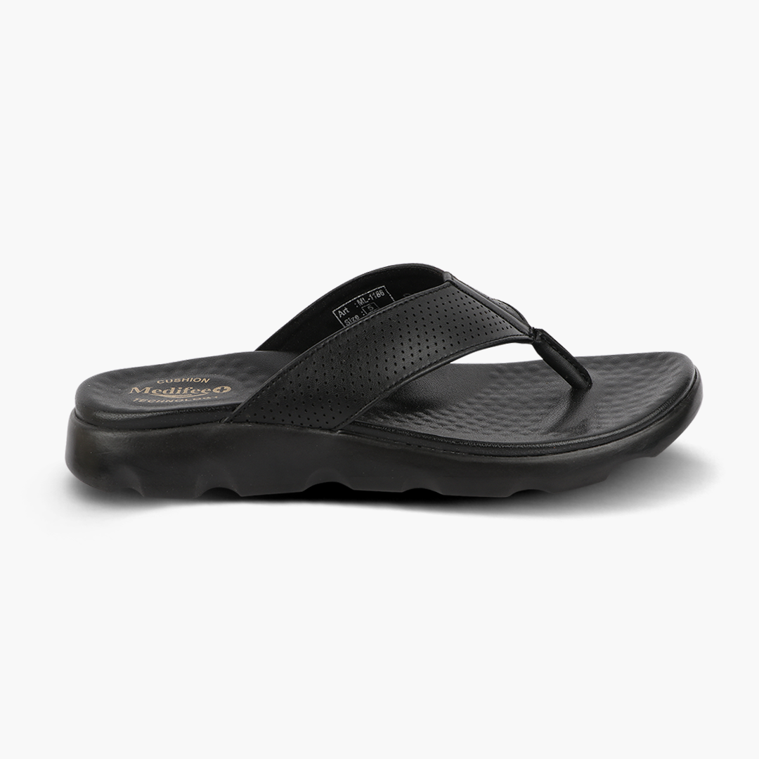 Broad Strap, Cushioned Leather Slippers for Women