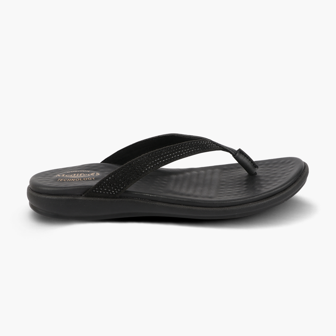 Thin Strap Leather Slippers for Women with Arch Support