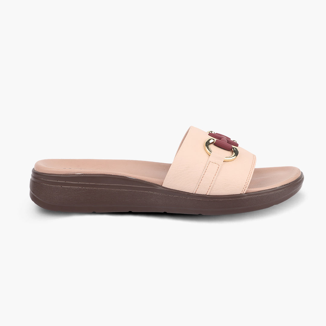 Medifeet Classic Leather Slide for Women (Cushioned Footbed & Arch Support)