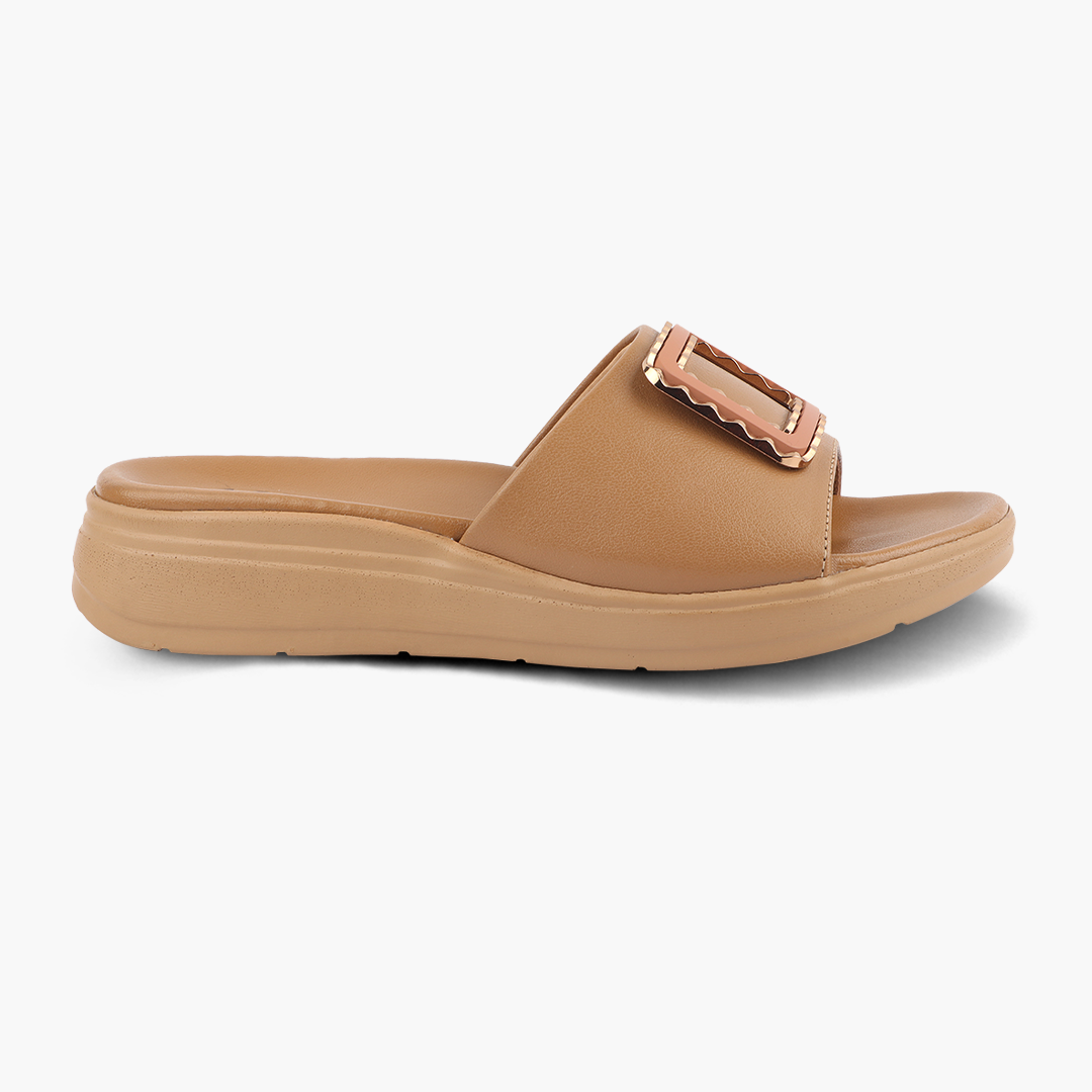 Classic Leather Slippers for Women with Cushioned Footbed