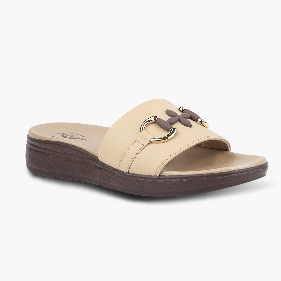 Medifeet Classic Leather Slide for Women (Cushioned Footbed & Arch Support)