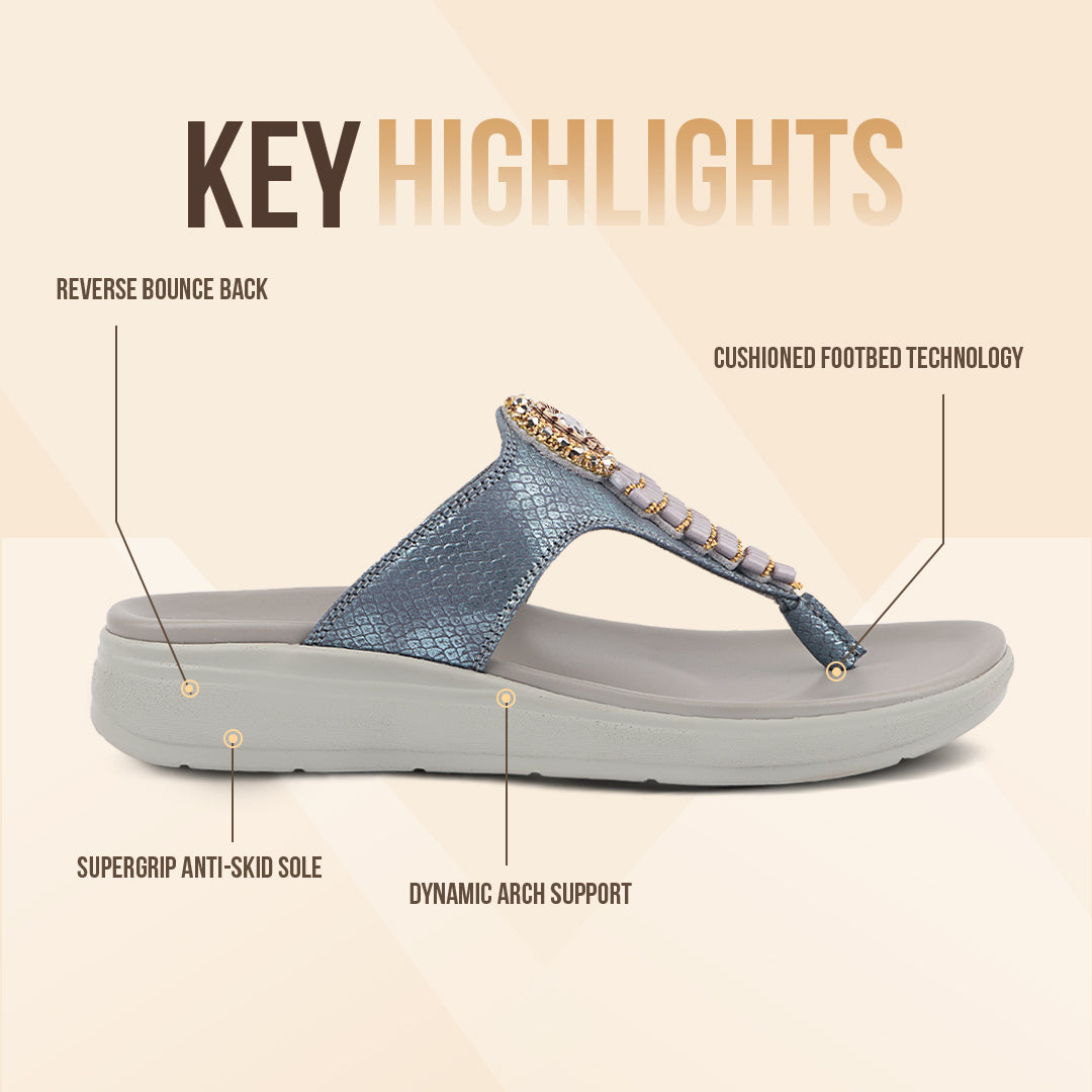 Medifeet Embellished Stylish and Comfy Slippers for Women ( Midsole & Arch Support )