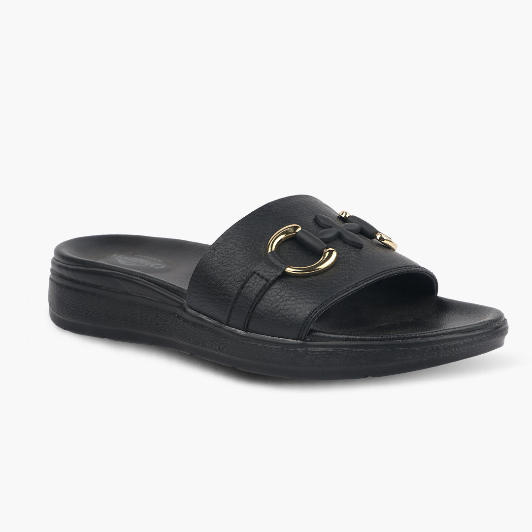 Medifeet Classic Leather Slide for Women (Cushioned Footbed & Arch Support)