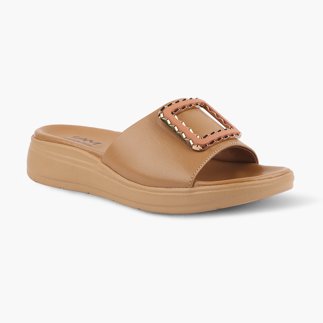 Classic Leather Slippers for Women with Cushioned Footbed