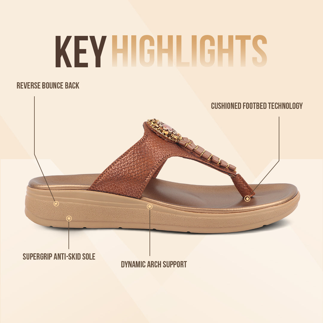 Medifeet Embellished Stylish and Comfy Slippers for Women ( Midsole & Arch Support )