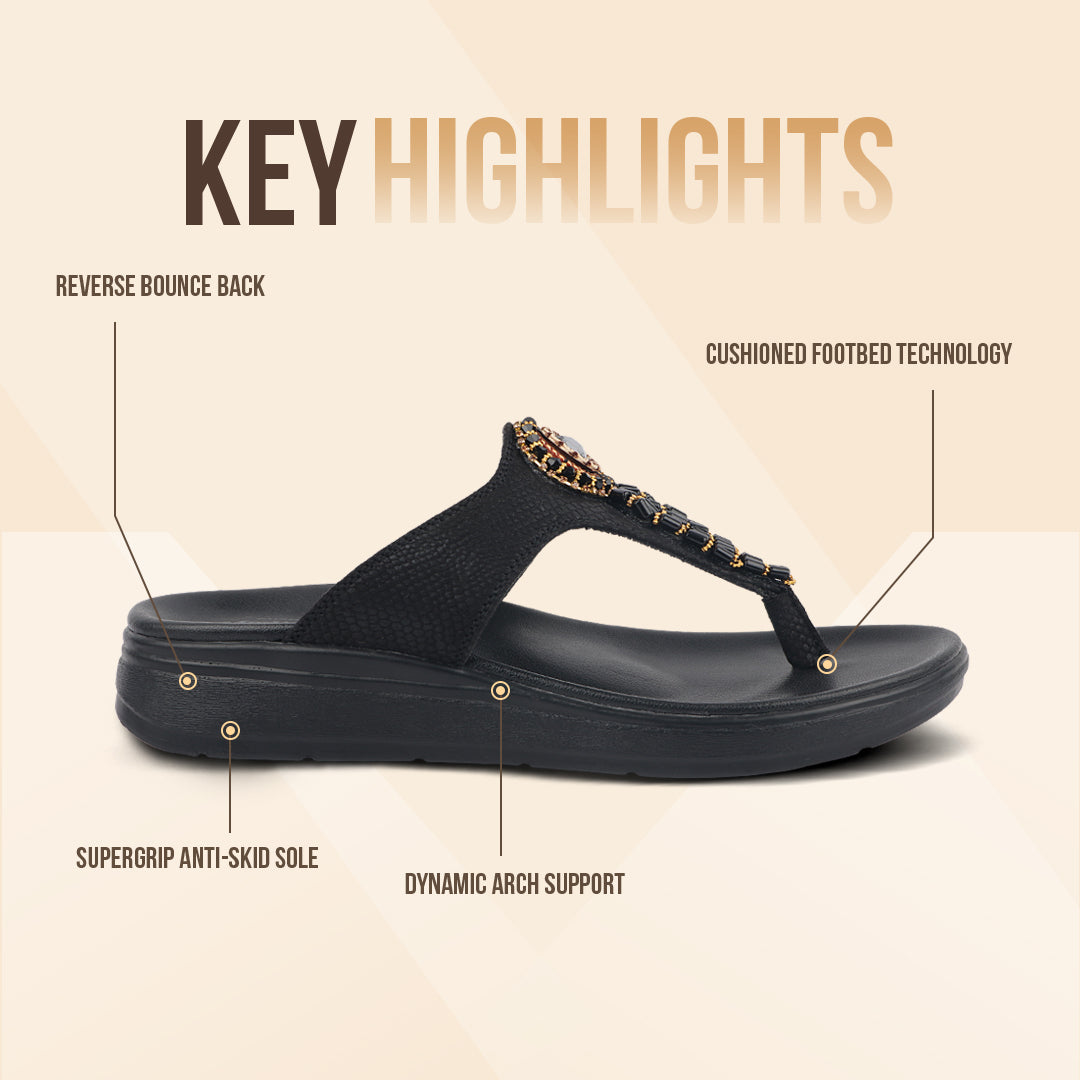 Medifeet Embellished Stylish and Comfy Slippers for Women ( Midsole & Arch Support )