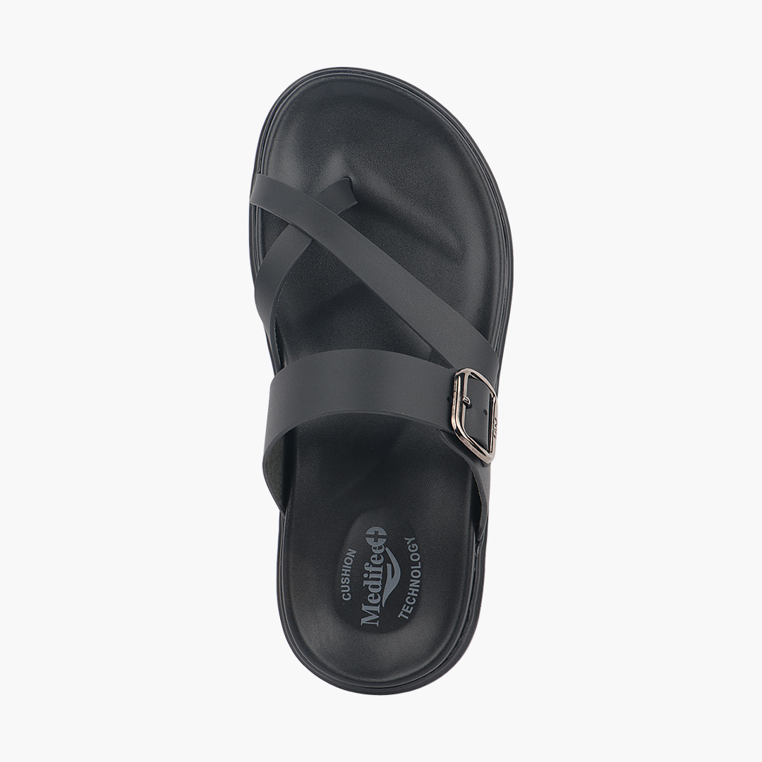 Medifeet Women’s Comfort Cross Strap Slide Sandals with Adjustable Buckle | Arch Support | Cushioned Footbed | Lightweight Anti-Slip Sole