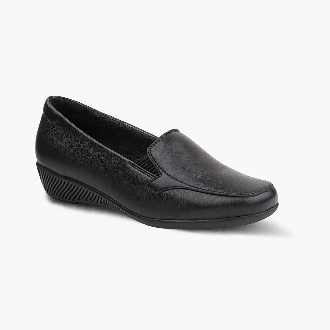 Medifeet Subtle Heel Leather Loafers for Women (Cushioned Footbed with Arch Support)