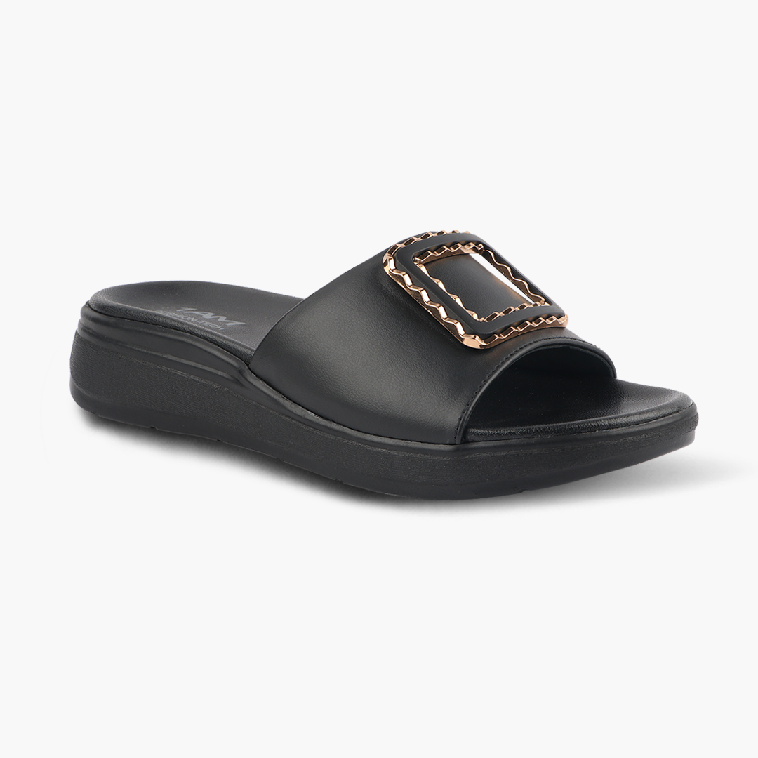 Classic Leather Slippers for Women with Cushioned Footbed