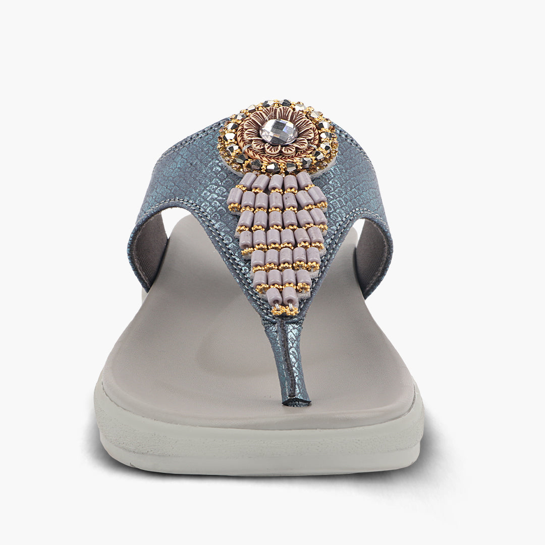 Medifeet Embellished Stylish and Comfy Slippers for Women ( Midsole & Arch Support )