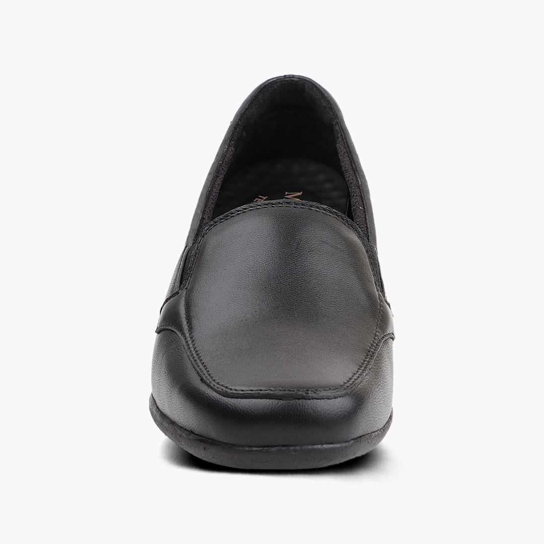 Medifeet Subtle Heel Leather Loafers for Women (Cushioned Footbed with Arch Support)