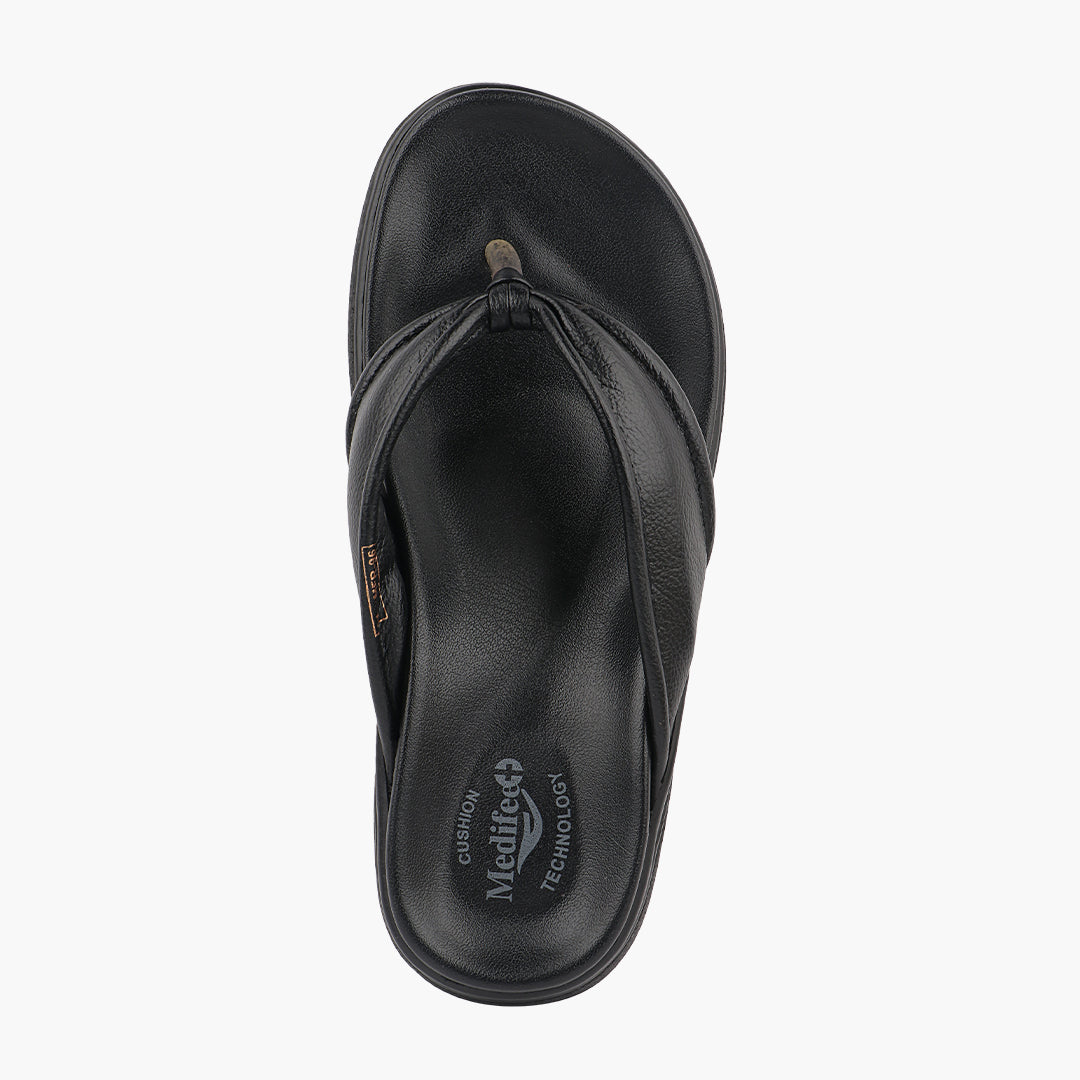 Modern V Strap Style Comfy Leather Slippers for Women