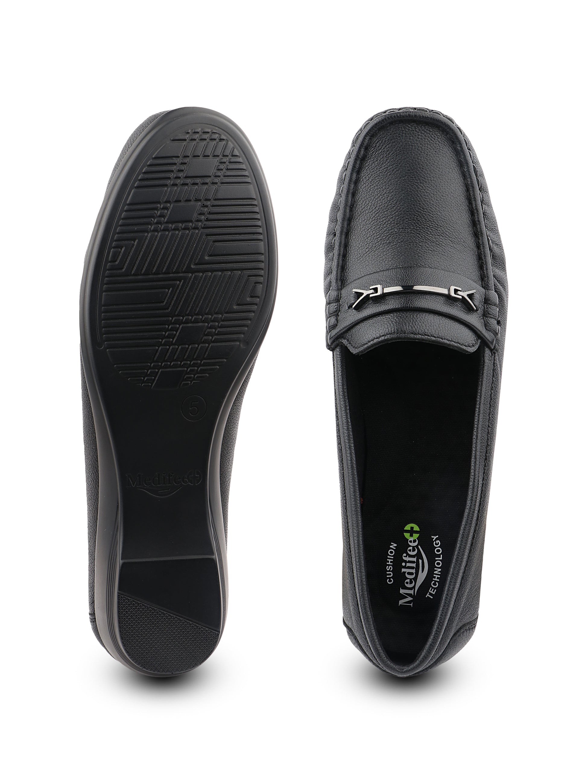 Medifeet Women’s Orthopedic Comfort Loafers – Slip-On Wedge Shoes with Arch Support, Cushioned Footbed & Metallic Horsebit Detail