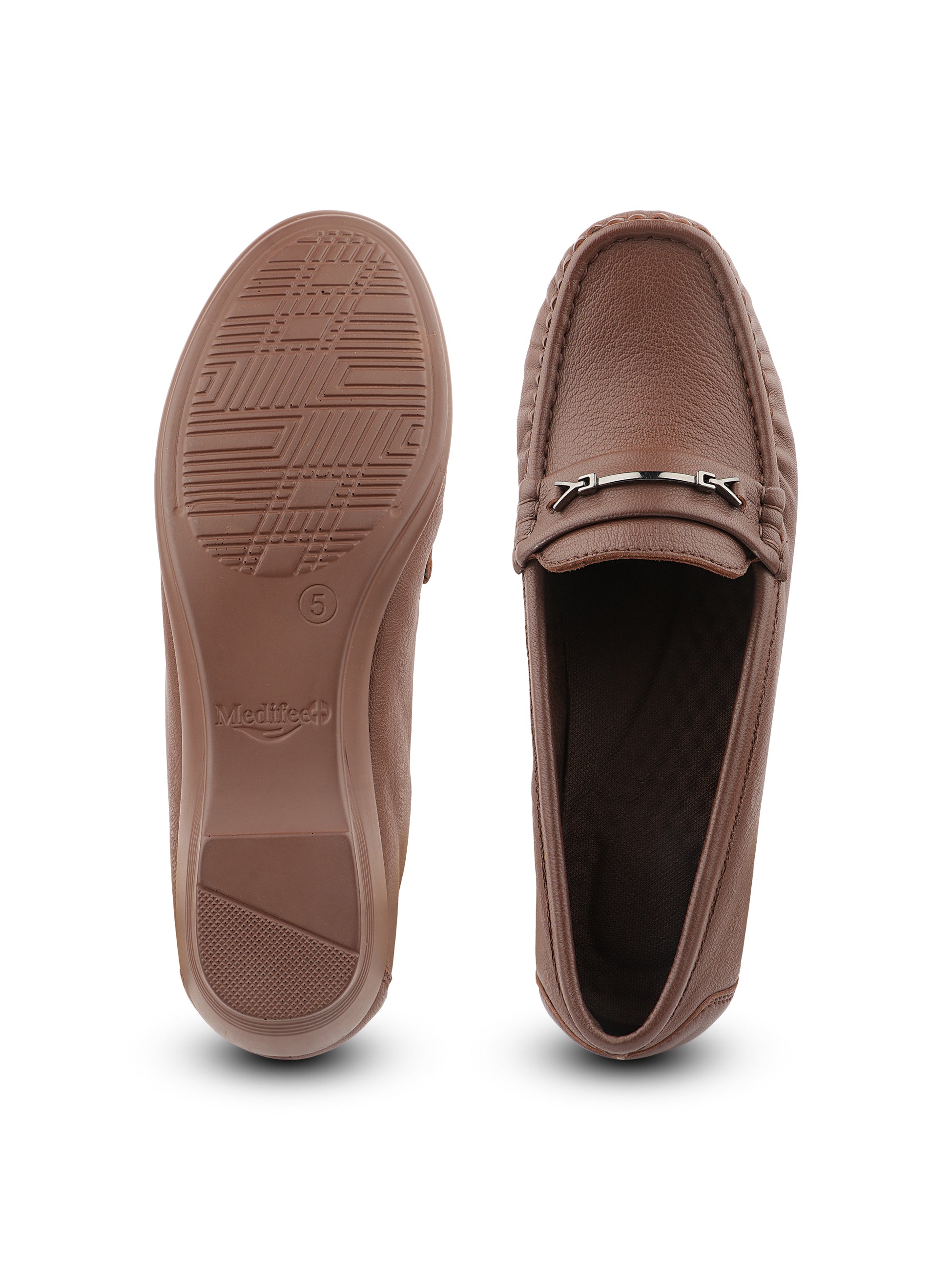 Medifeet Women’s Orthopedic Comfort Loafers – Slip-On Wedge Shoes with Arch Support, Cushioned Footbed & Metallic Horsebit Detail