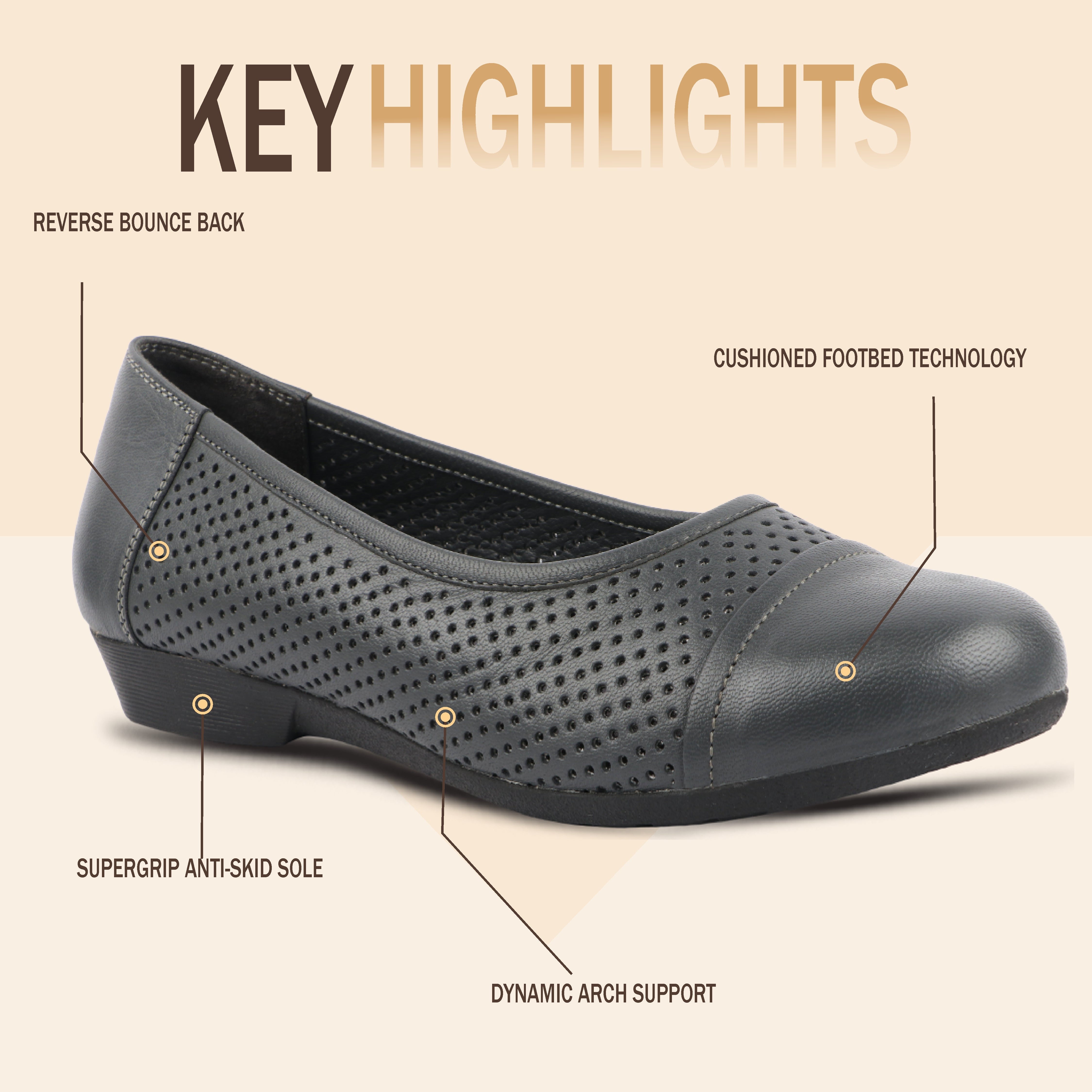 Medifeet Breathable Women Black Ballerina  (Premium Leather | Cushioned Footbed)