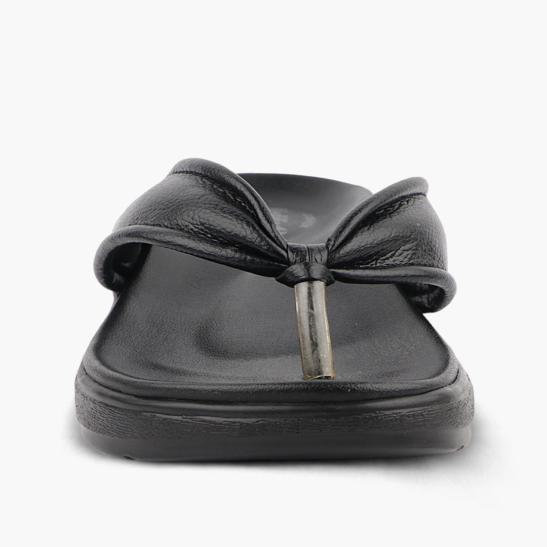 Modern V Strap Style Comfy Leather Slippers for Women