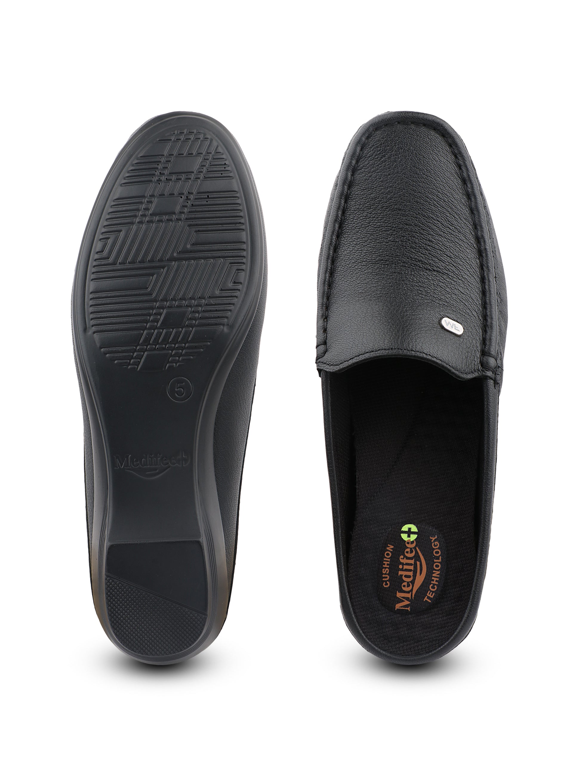 Medifeet Women’s Orthopedic Comfort Loafers – Black Slip-On Shoes with Arch Support & Cushioned Footbed