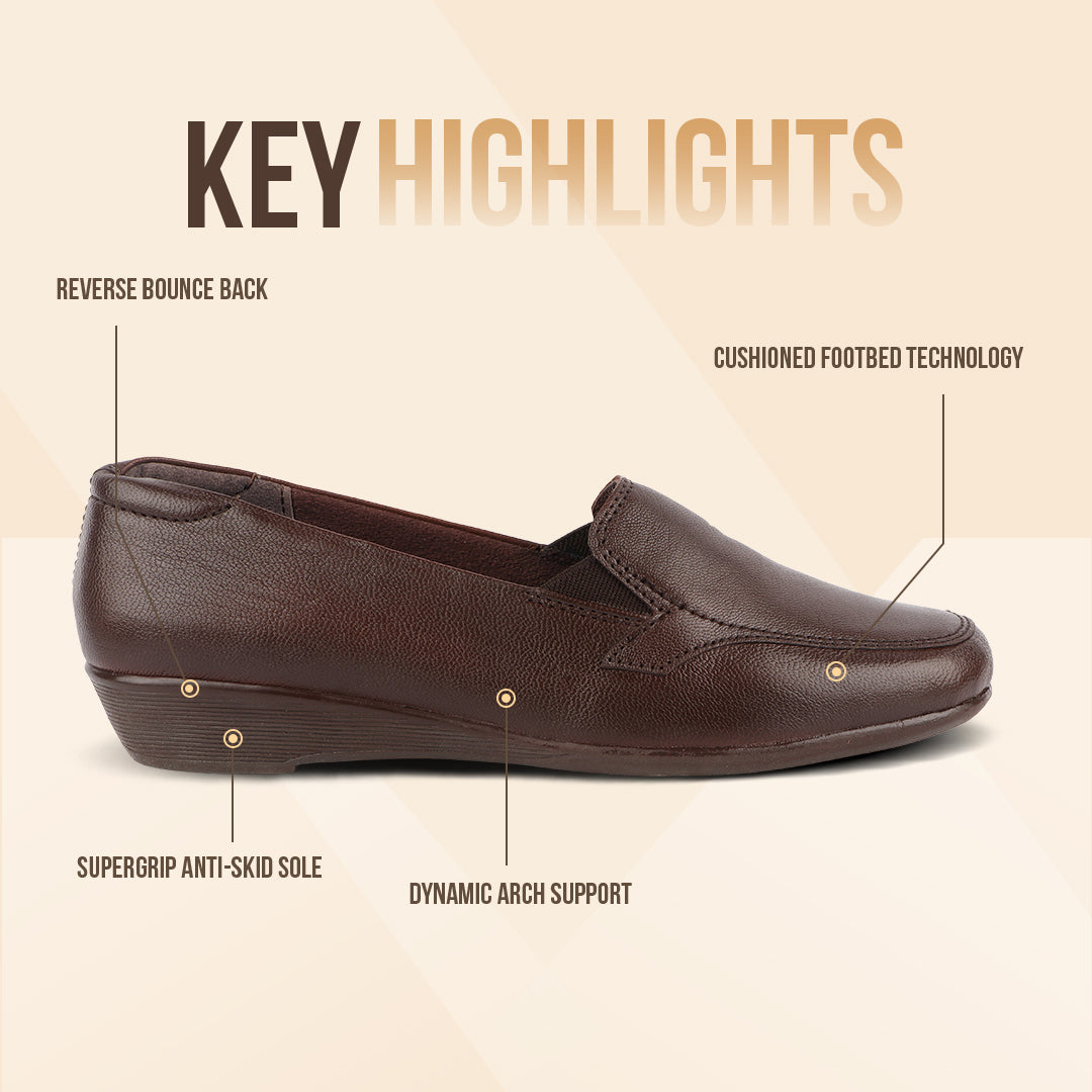 Medifeet Subtle Heel Leather Loafers for Women (Cushioned Footbed with Arch Support)