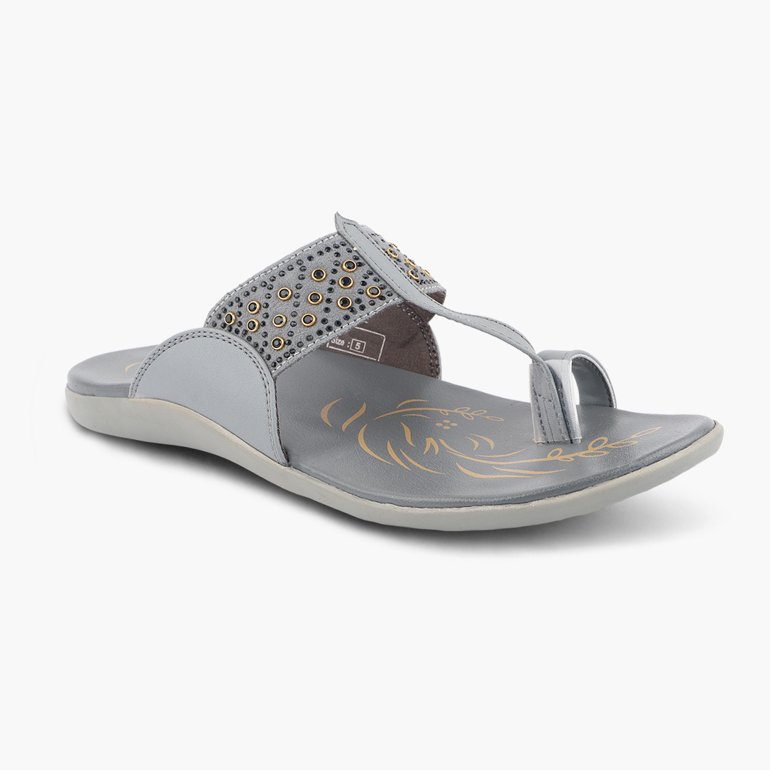 Medifeet Kolhapuri Style Comfortable Leather Slippers for Women