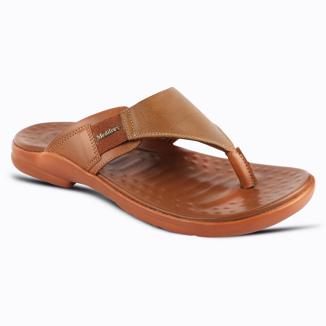 Medifeet All Day Comfort men's Slippers
(Leather Slippers | V Strapped Design)