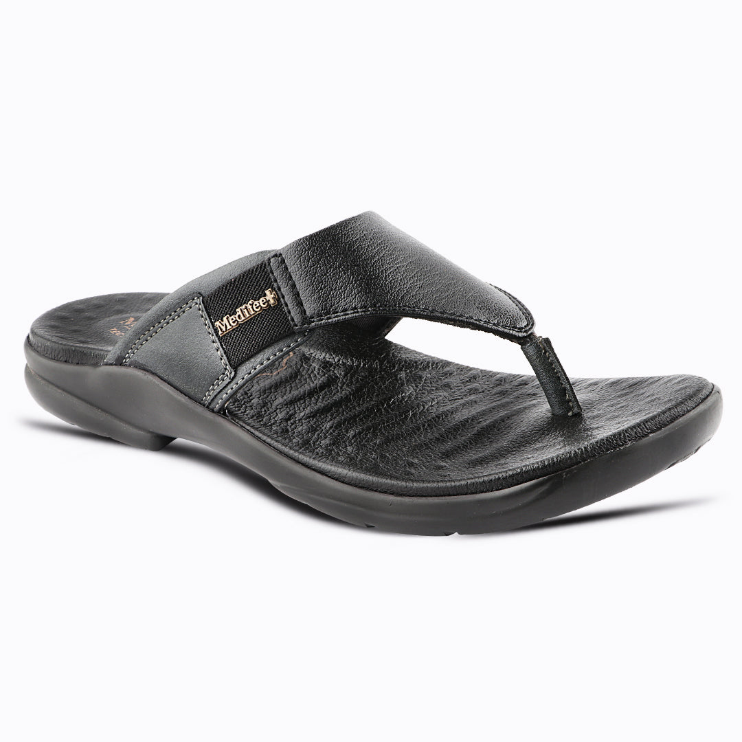 Medifeet All Day Comfort men's Slippers
(Leather Slippers | V Strapped Design)