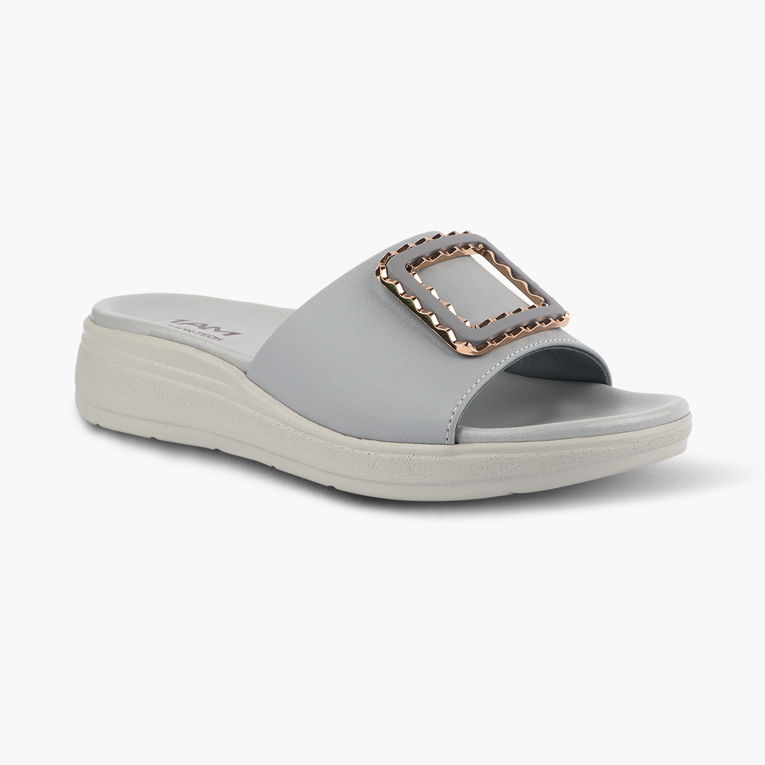 Classic Leather Slippers for Women with Cushioned Footbed