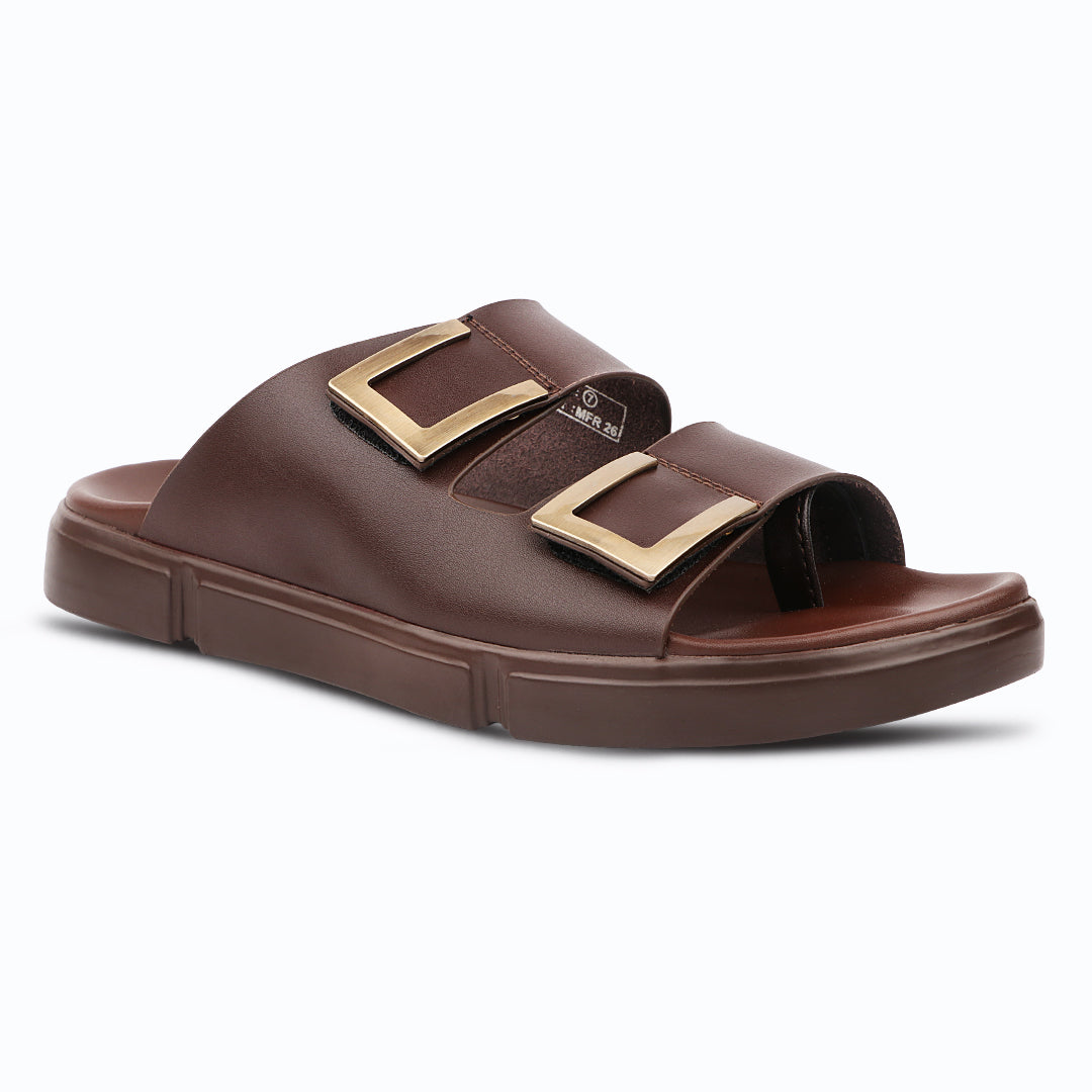 Medifeet Comfortable Toe-Ring Slide Sandals For Men's - Adjustable double straps with elegant metal buckles