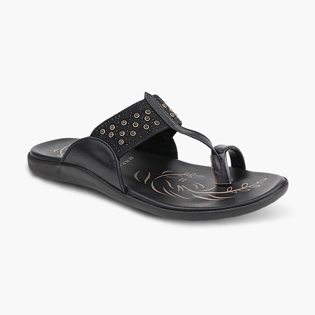 Medifeet Kolhapuri Style Comfortable Leather Slippers for Women