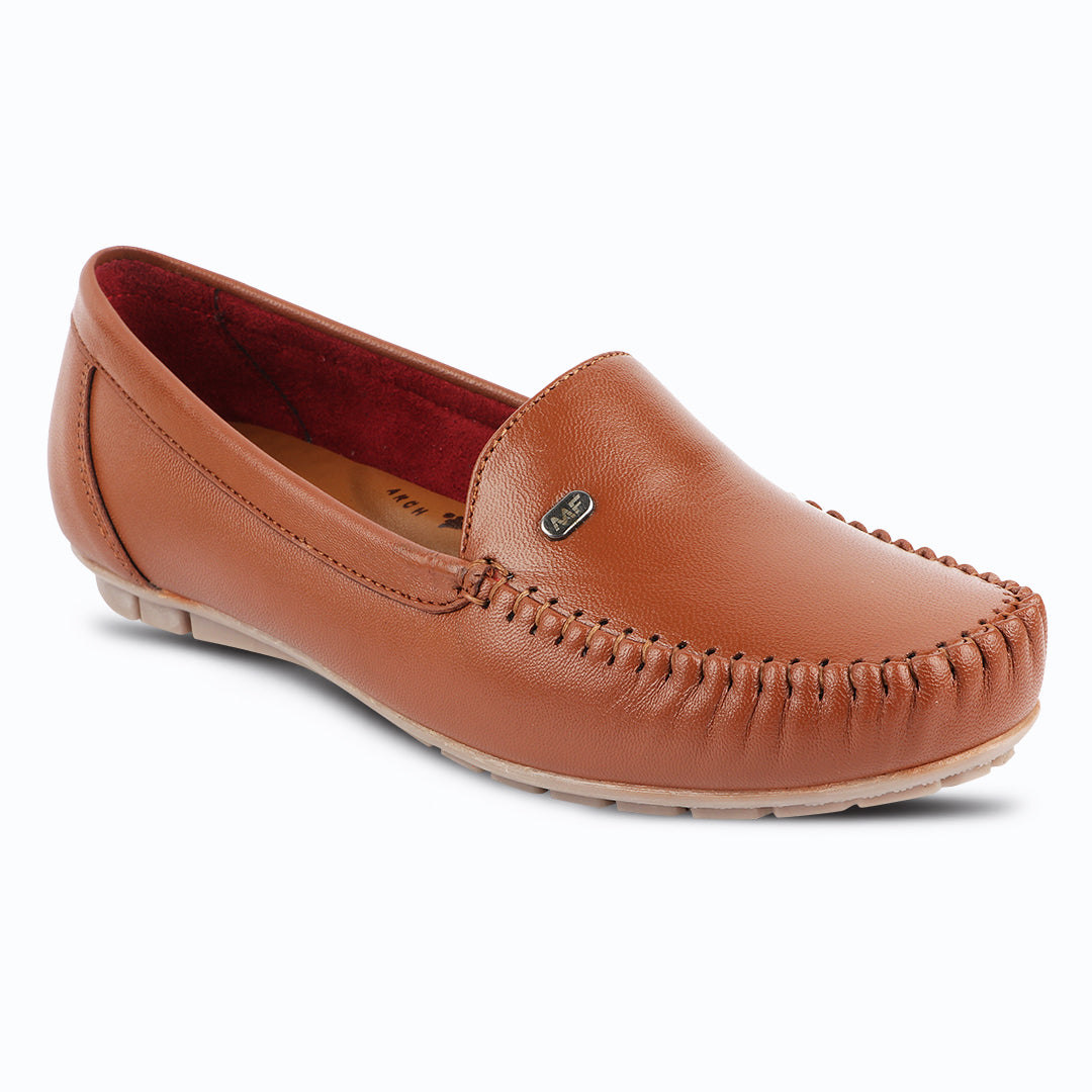 Pointed-Toe Leather Loafers for Women with Extra Cushion