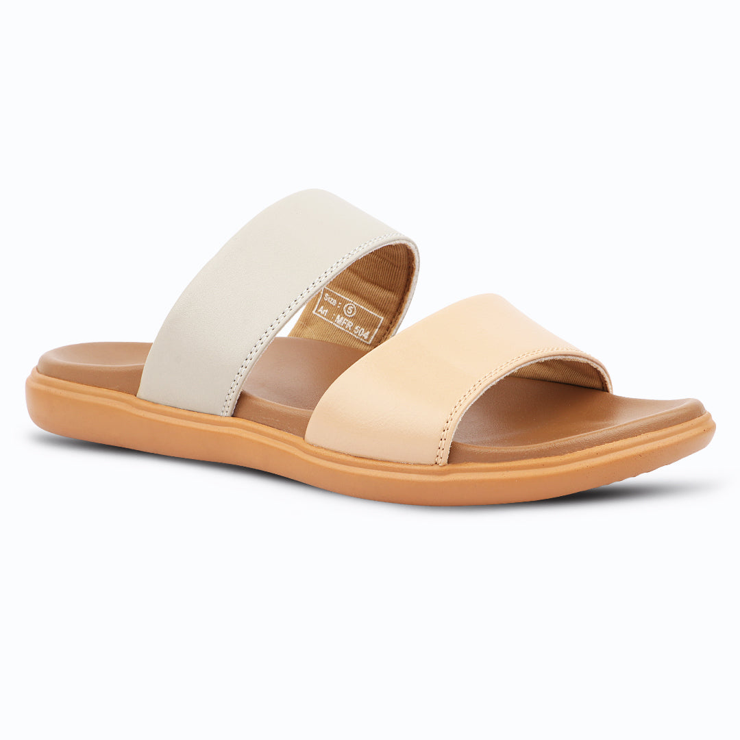 Medifeet Women’s Elegant Dual Tone Comfortable Slides with Orthopedic Cushioned Footbed & Arch Support