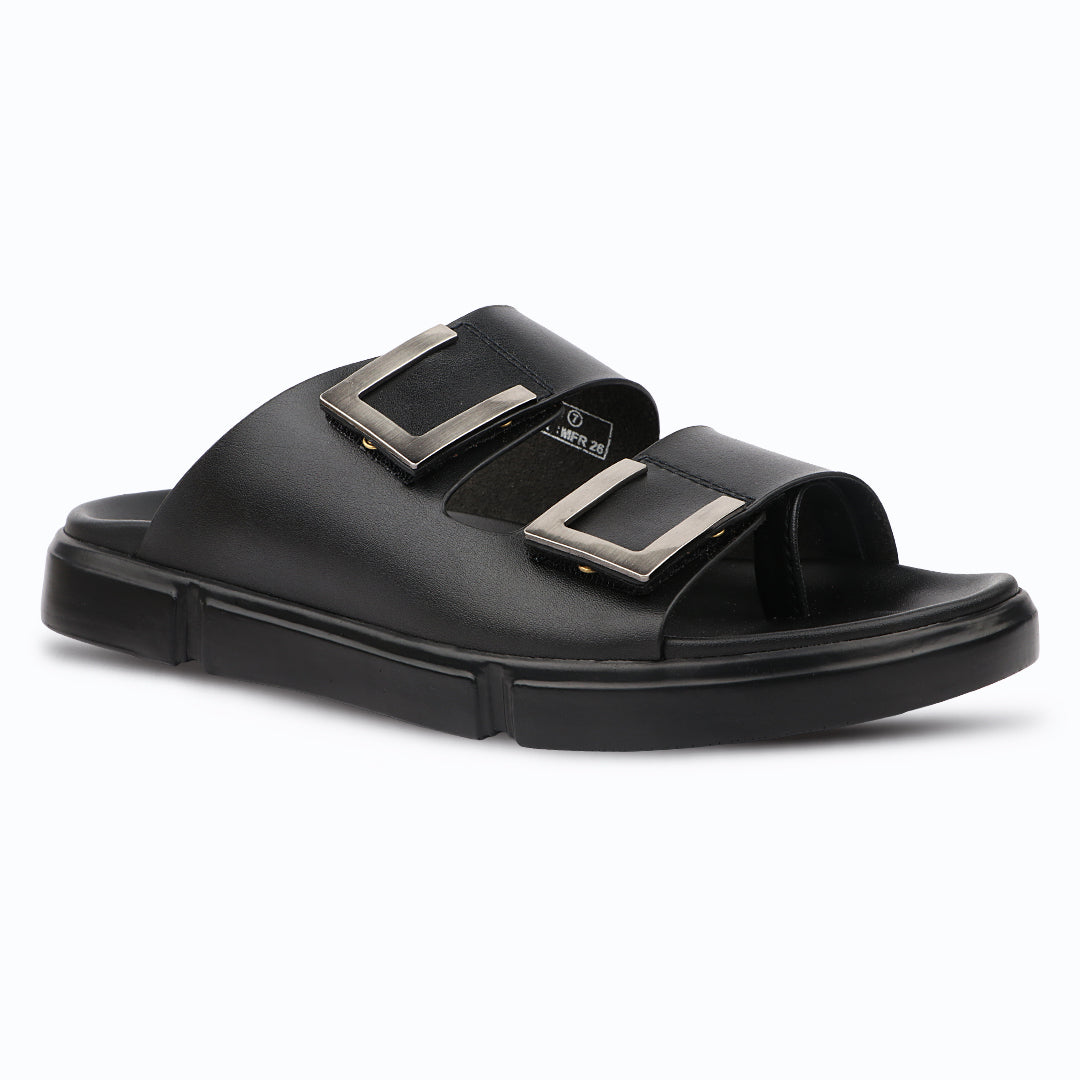 Medifeet Comfortable Toe-Ring Slide Sandals For Men's - Adjustable double straps with elegant metal buckles